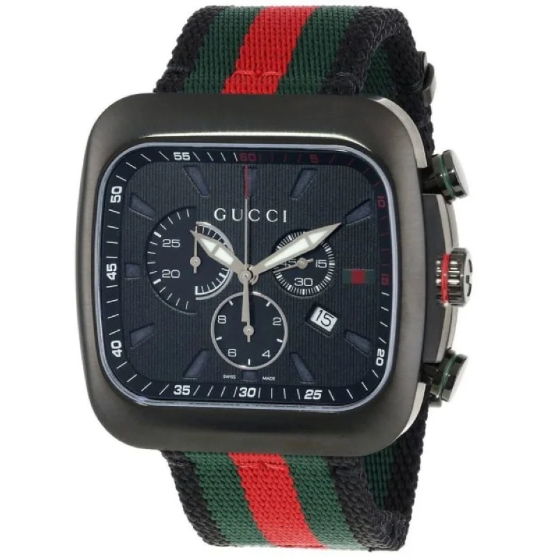 Men's Chronograph Watches for Collectors-Gucci Men's YA131202 Coupe Chronograph Gucci pattern Nylon Watch