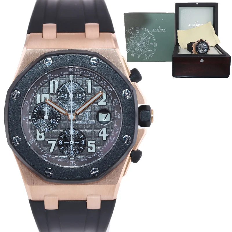 Women's Audemars Piguet Asian Made Watches-Audemars Piguet Royal Oak Offshore Rose Gold Rubber 25940OK.OO.D002CA.01 Watch
