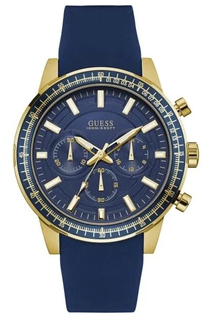 Men's Chronograph Watches with UV Sensor-Guess Multi-Function Blue Chronograph Silicone Men's Watch W0802G2