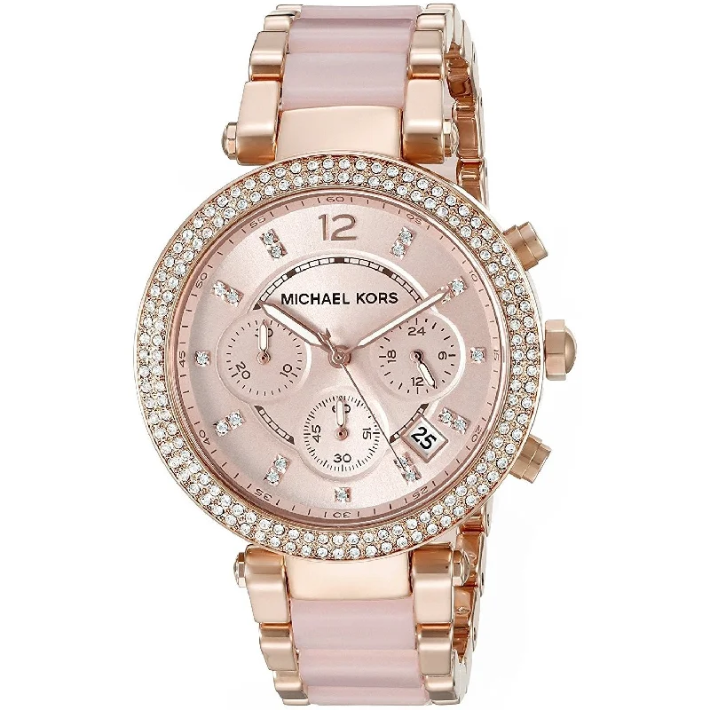 Women's Chronograph Watches for Navigation Instruments-Michael Kors Women's MK5896 Parker Chronograph Crystal Two-Tone Stainless Steel Watch