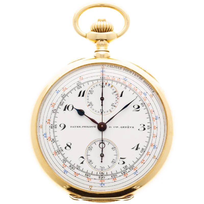 Men's Patek Philippe Watches with Rose Gold Cases-Patek Philippe Yellow Gold Chronograph Pocket Watch