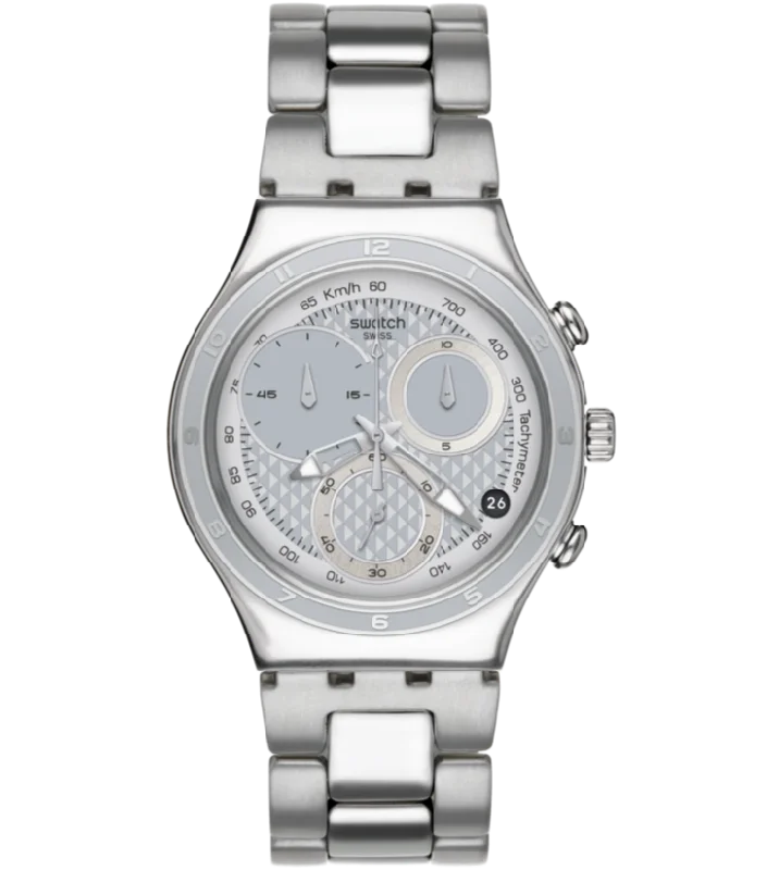 Men's Chronograph Watches for Technological Innovation-Swatch Chronograph Silver Dial Men'S Watch