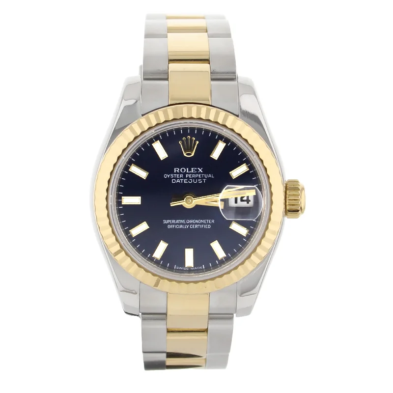 men's Rolex watches with minute repeater -​Rolex Datejust Stainless Steel Yellow Gold Blue Dial Oyster 26mm 169173