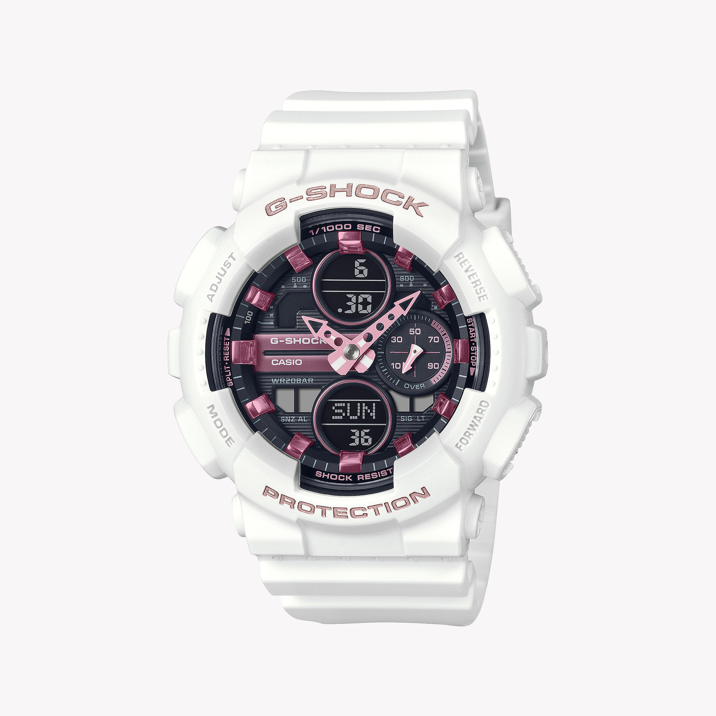 Men's Digital Watches for Understated Elegance-CASIO G-SHOCK GMA-S140M-7ADR - SPORTY ELEGANCE UNISEX WATCH WITH WHITE RESIN BAND & DIGITAL DIAL