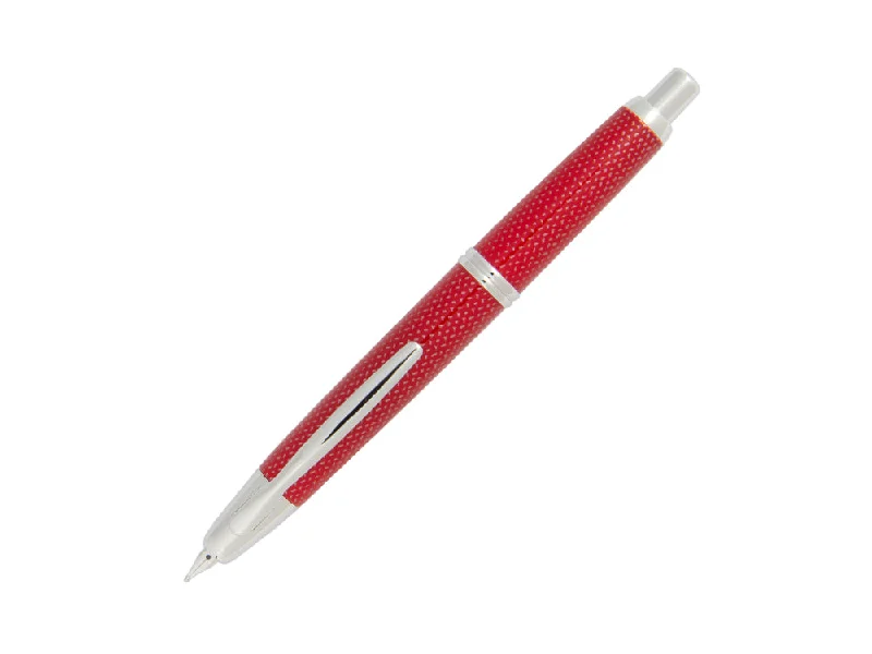 Men's Pilot Watches with Italian Made Design-Pilot Capless Fountain Pen, Carbon fibre, Rhodium trim, Red