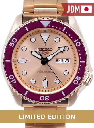Men's Seiko Limited Edition Watches-Seiko 5 Sports “Sports Style” Rose Gold 55th Anniversary - Ltd Ed 1968pcs Ref. SBSA216