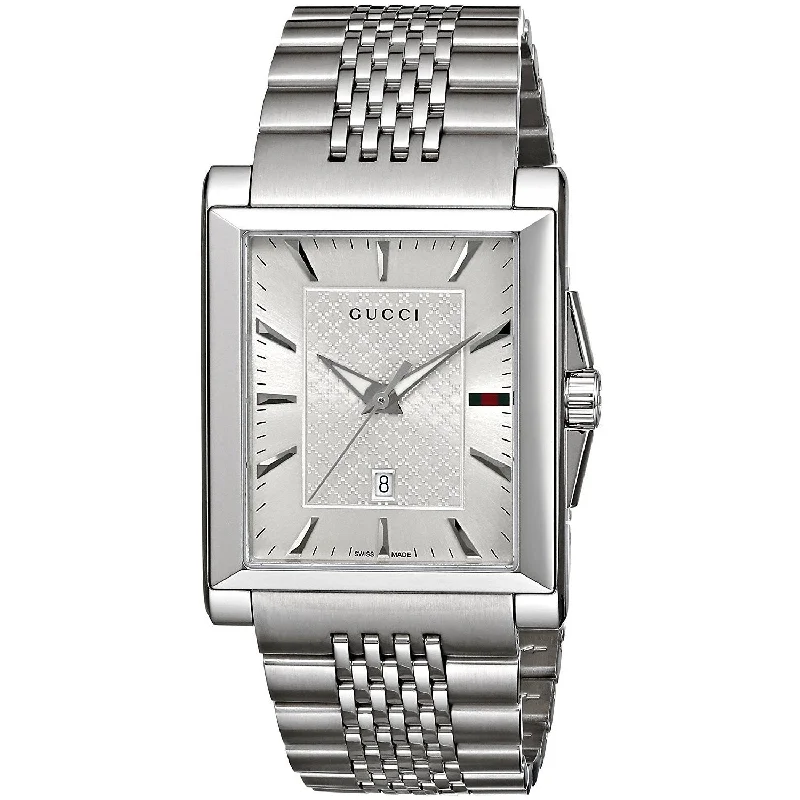 Men's Chronograph Watches for Fitness Tracking-Gucci Men's YA138403 G-Timeless Stainless Steel Watch