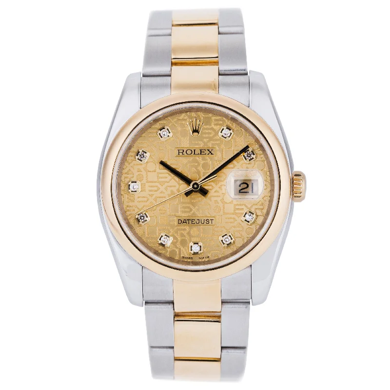 men's Rolex watches with baguette-cut diamond bezel -​Rolex DateJust 36 | REF. 116203 | Gold Diamond Jubilee Dial | Stainless Steel & 18k Yellow Gold | Rolex Service Papers (2013) | 2003