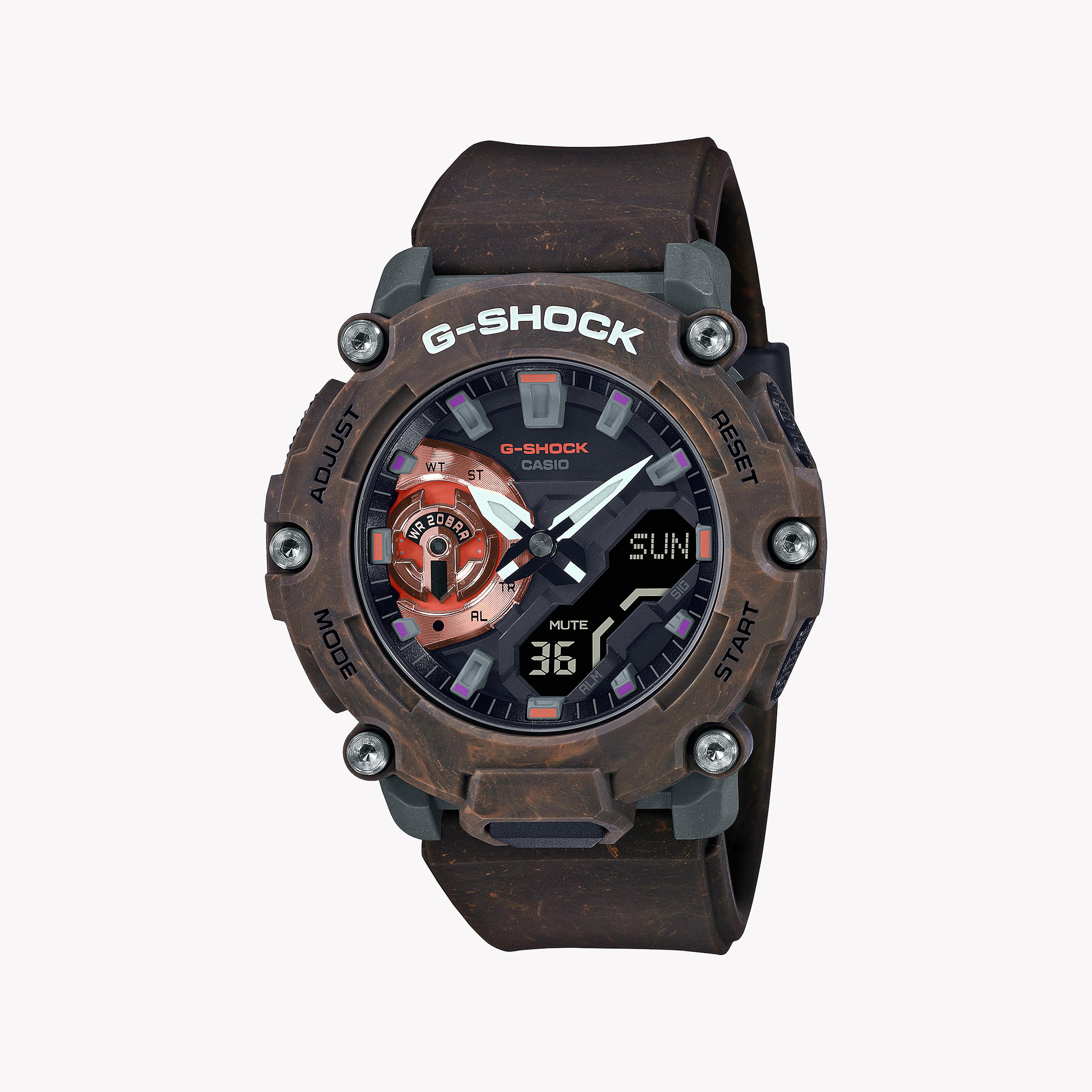 Men's Digital Watches for Special Occasions-CASIO G-SHOCK GA-2200MFR-5ADR - RUGGED ADVENTURE TIMEPIECE with Bold Brown Resin Design & 200m Water Resistance