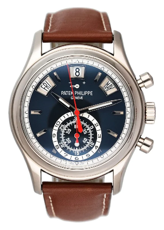 Men's Patek Philippe Watches for Birthday Gifts-Patek Philippe Complications Annual Calendar 5960G Blue Dial Mens Watch Box Papers