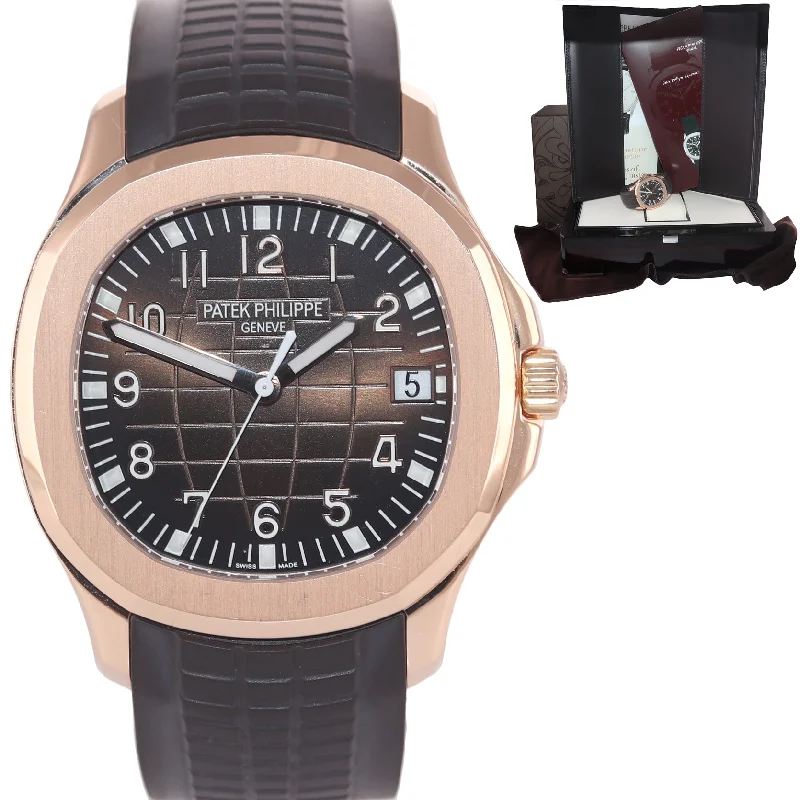 Women's Patek Philippe Valentine's Day Style Watches-5167R Patek Philippe Aquanaut Rose Gold Brown 40mm Tropical Rubber Watch Box