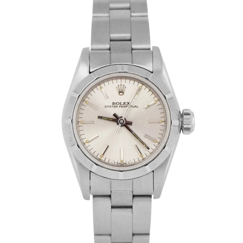 Women's Rolex Swiss Made Watches-MINT PAPERS Rolex Oyster Perpetual 67230 24mm Stainless Silver Oyster Watch BOX