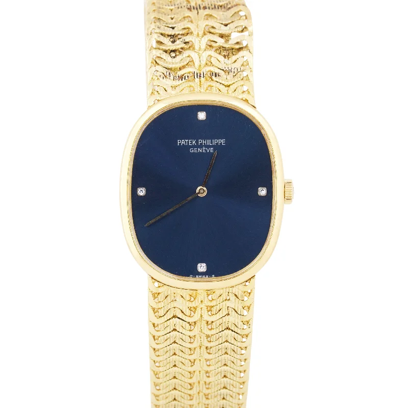 Patek Philippe Stylish Design Watches for Women-VINTAGE Patek Philippe Golden Eclipse 3748 BLUE DIAMOND 18K Yellow Gold Watch