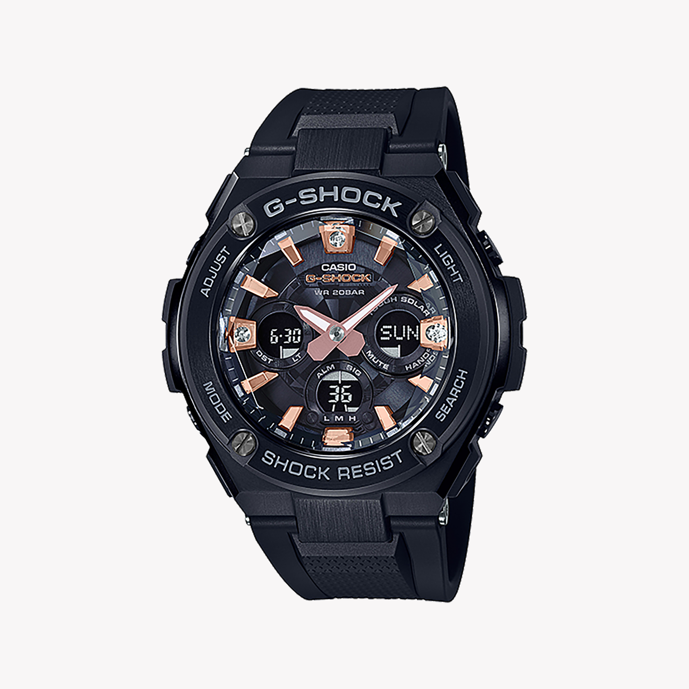 Men's Digital Watches for Temperature Monitoring-CASIO G-SHOCK GST-S310BDD-1ADR - RUGGED ELEGANCE FOR THE MODERN ADVENTURER Men's Watch with black stainless steel case and digital dial