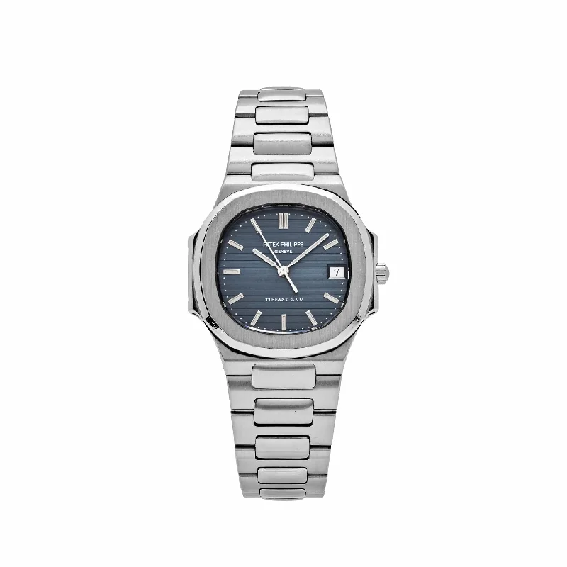 Men's Patek Philippe Watches with Limited Editions-Patek Philippe Nautilus 3900/001 'Ladies' 'Tiffany & Co.' Stainless Steel Blue Dial Quartz