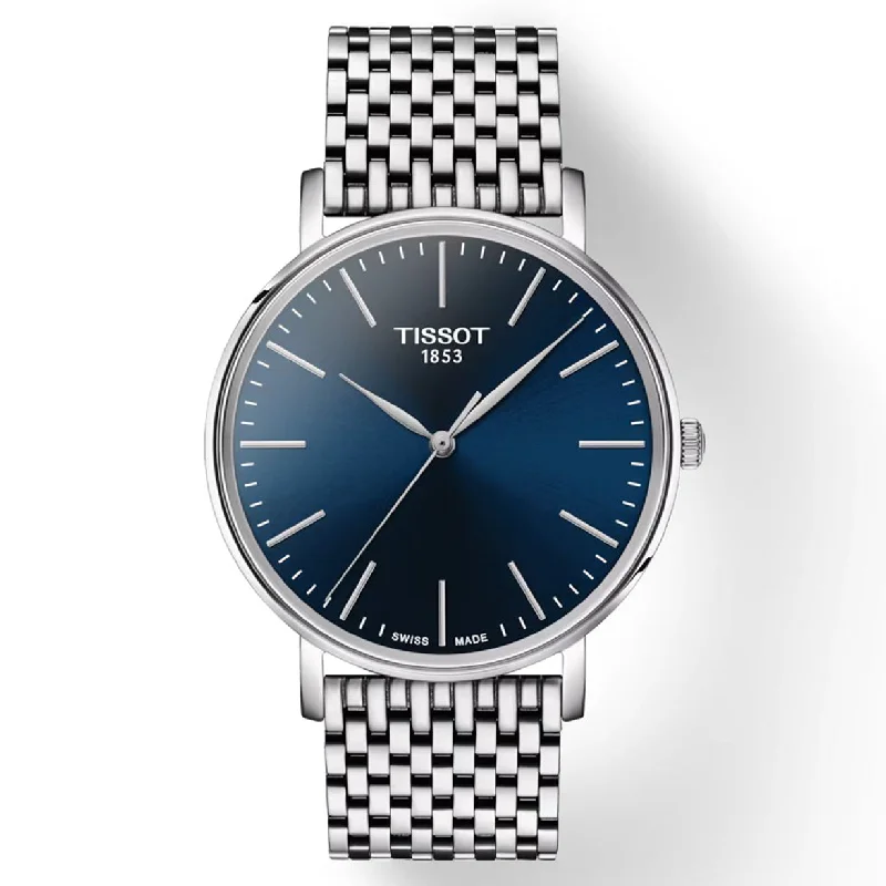 Women's Heritage Watches for UV Protection-Tissot T-Classic Blue Dial Men 40mm