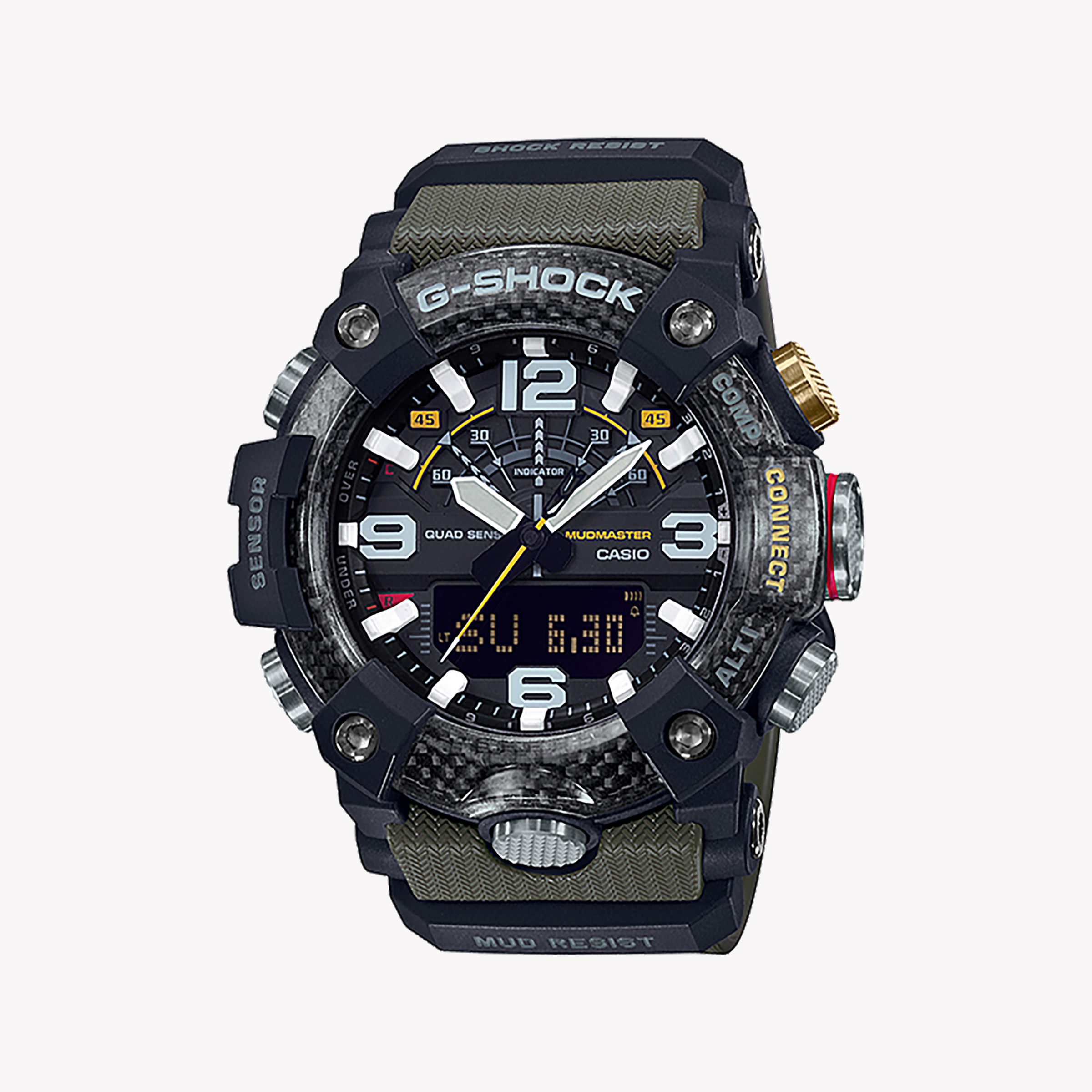 Men's Digital Watches for Mountain Climbing-CASIO G-SHOCK GG-B100-1A3DR SPORTY STRENGTH - ADVENTURE-READY MEN'S WATCH with black case and vibrant green band