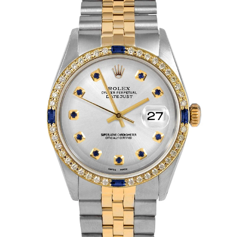 men's Rolex watches with guilloché dial -​Rolex Datejust 36mm | 1601-TT-SLV-SPH-AM-4SPH-JBL
