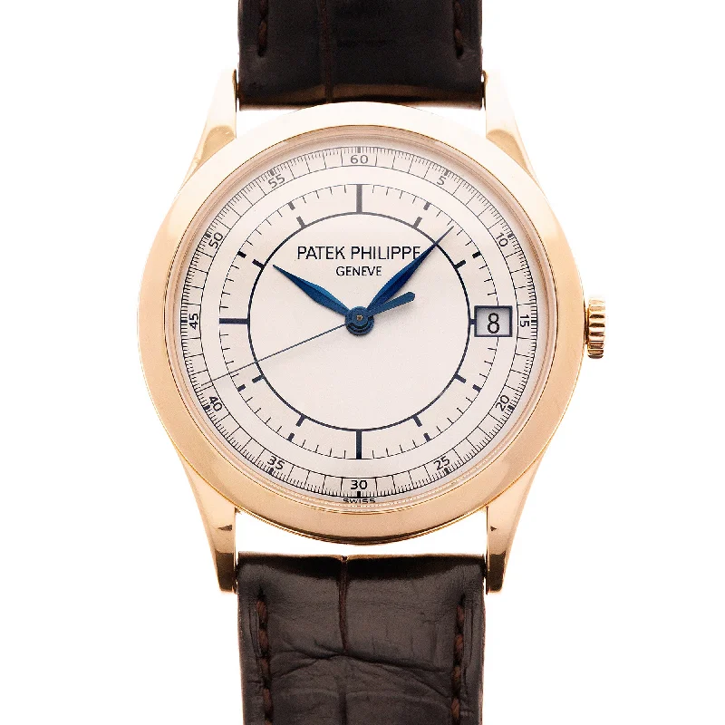 Men's Patek Philippe Watches with UV Sensor-Patek Philippe Rose Gold Calatrava Ref. 5296 with Sector Dial