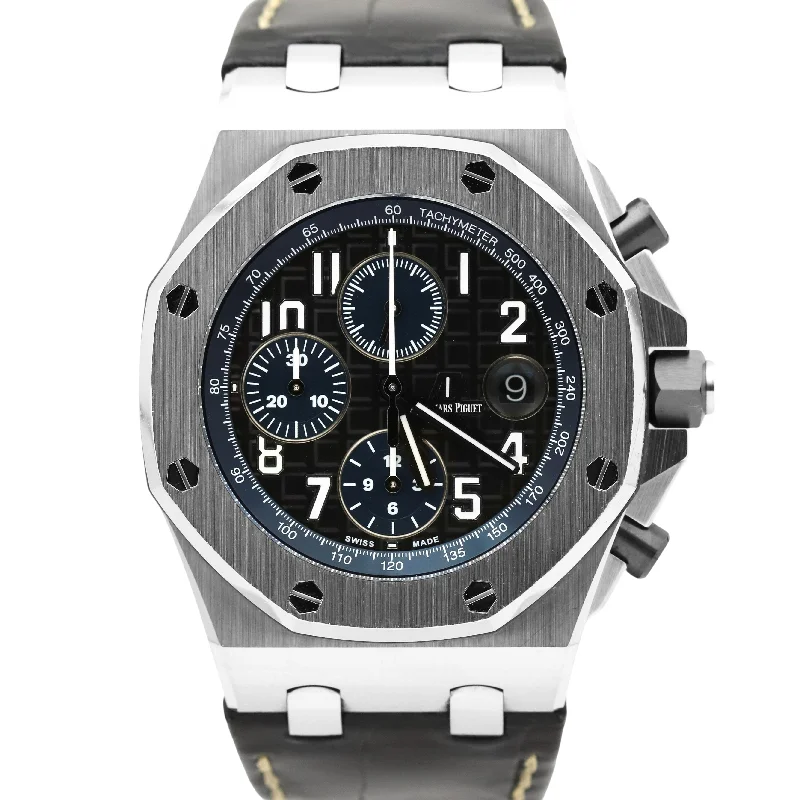 Audemars Piguet German Made Watches for Women-UNPOL. Audemars Piguet Royal Oak Offshore Black Leather 42mm Steel 26470ST Watch