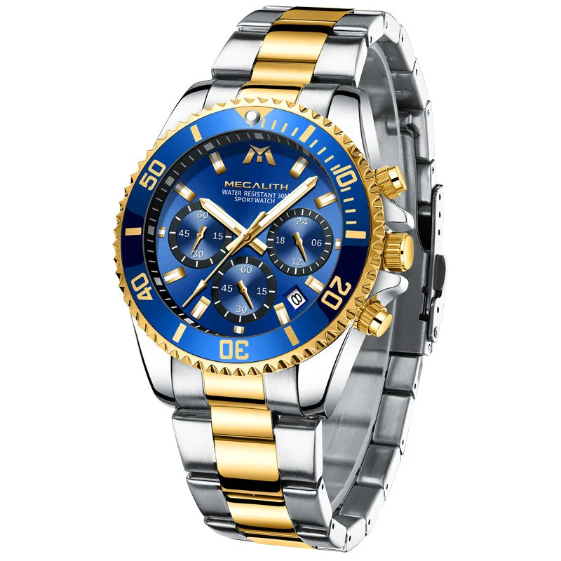 Men's Chronograph Watches for Humidity Monitoring-8046M | Quartz Men Watch | Stainless Steel Band