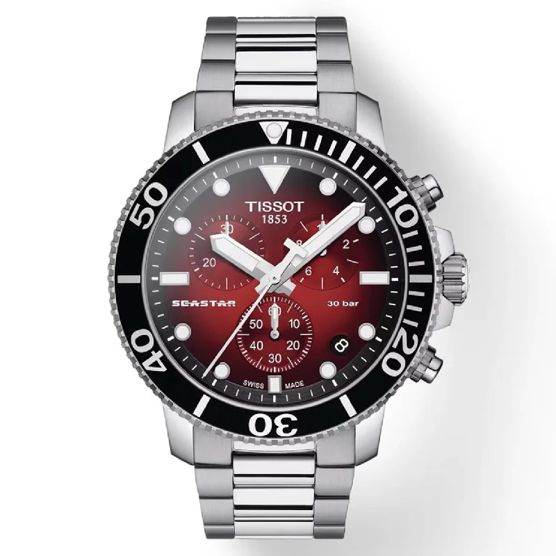 Women's Heritage Watches with Advanced Navigation-Tissot T-Sport Red & Black Dial Men 45.5mm
