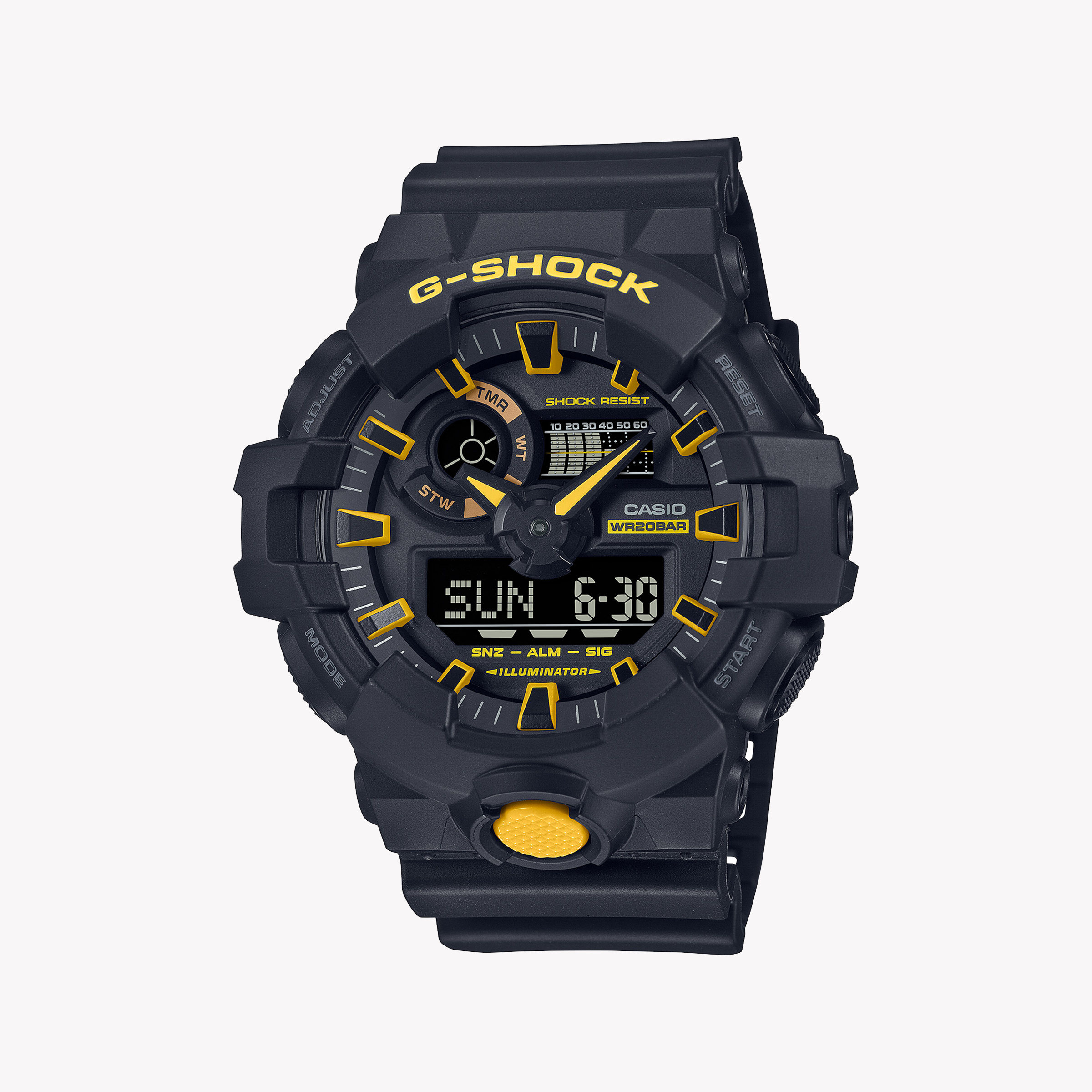 Men's Digital Watches with Personalized Engraving-G-SHOCK Men's Black Resin Watch, Black Dial | GA-700CY-1ADR