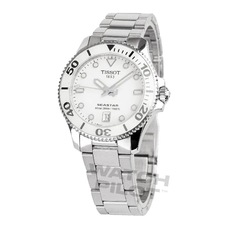 Men's Cushion Case Style Dress Watches for Vintage Inspiration-Tissot Seastar 1000 36Mm Silver Watch T1202101101100