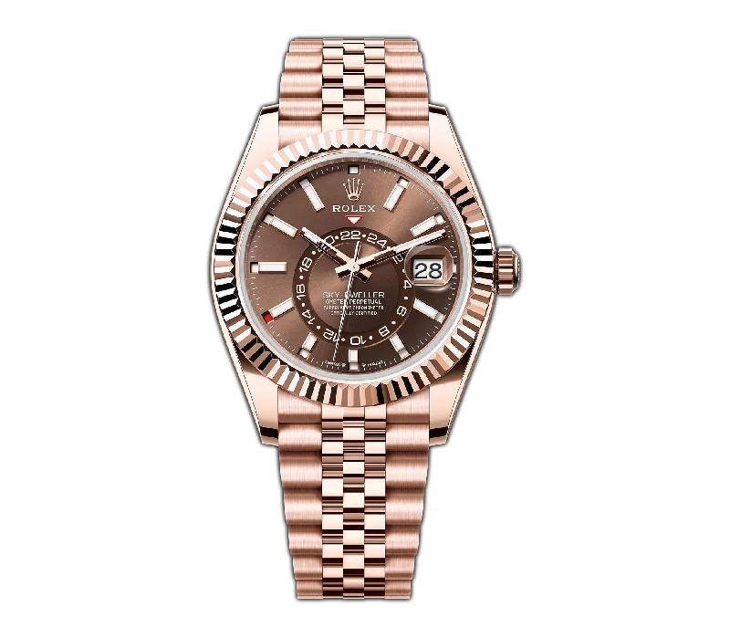 men's Rolex watches with sunburst dial -​42mm Chocolate Dial 18k Rose Gold Jubilee