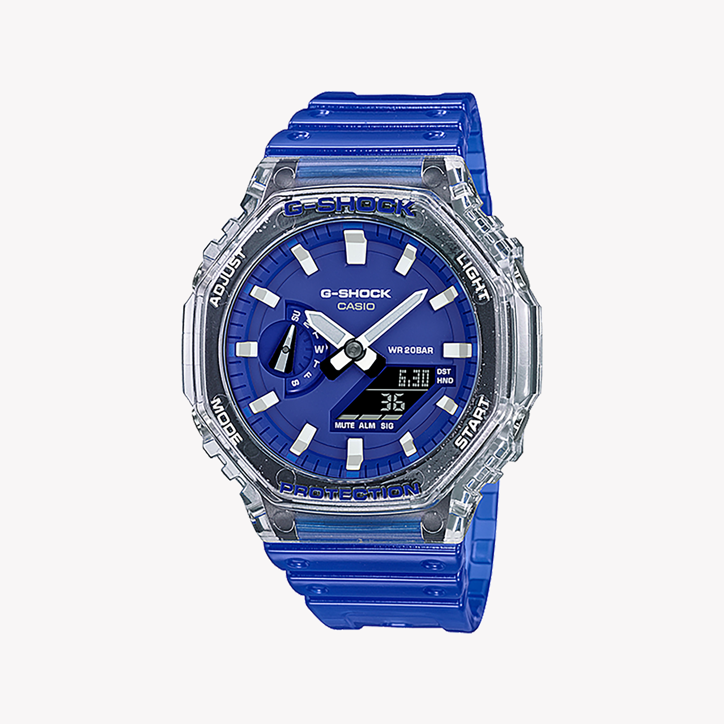 Men's Digital Watches with Anniversary Edition-CASIO G-SHOCK GA-2100HC-2ADR OAK - BOLD BLUE ADVENTURE MEN'S WATCH with Durable Resin Band and Digital Dial