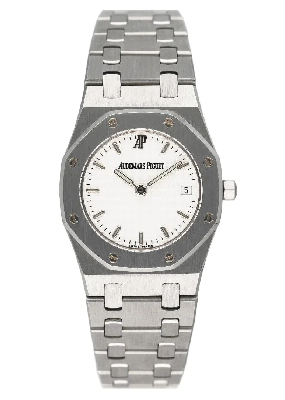 Men's Audemars Piguet Engagement Watches-Audemars Piguet Royal Oak 67467ST White Dial Ladies Watch With Papers