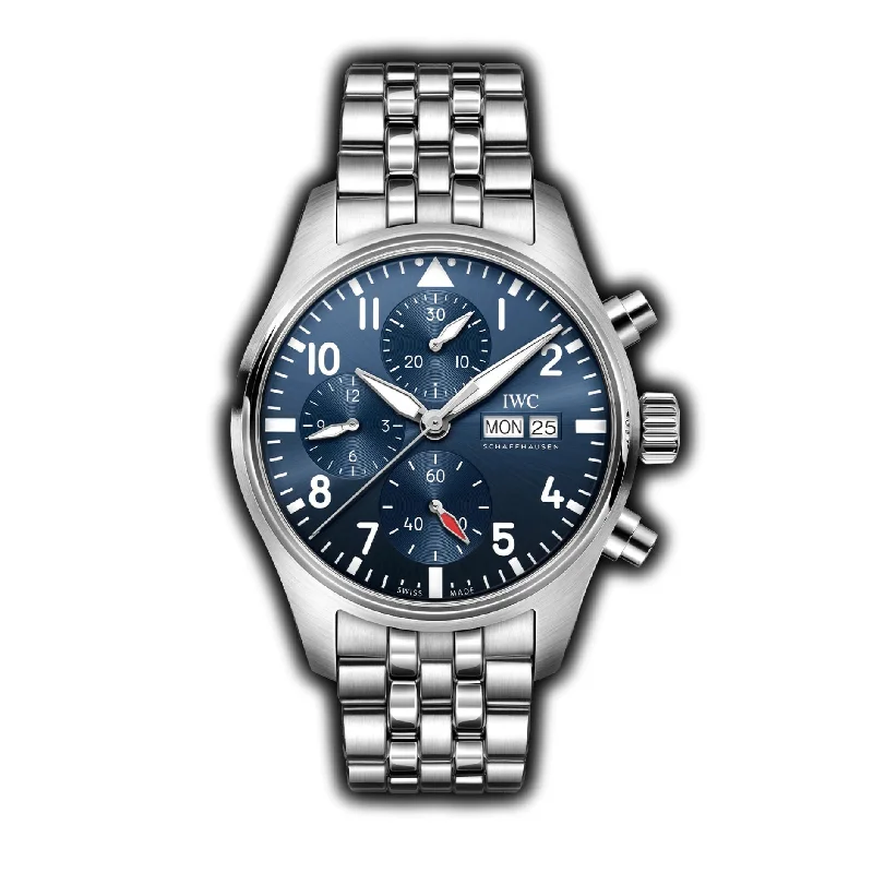 Men's Pilot Watches with Rectangular Case Shape-41mm Chronograph Stainless Steel Blue Dial Self Winding