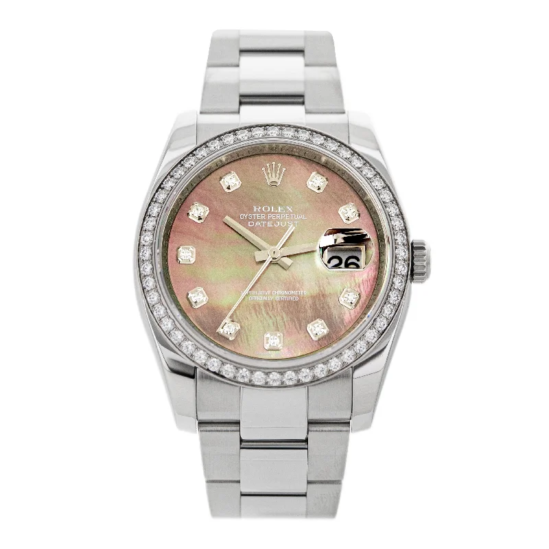 men's Rolex watches with power reserve indicator -​Rolex Datejust 36 Ladies Stainless Steel Mother of Pearl Dial Oyster 36mm 116244