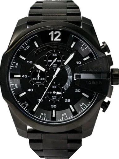 Men's Chronograph Watches with Anniversary Edition-Diesel Mega Chief Round Black Dial Men'S Watch