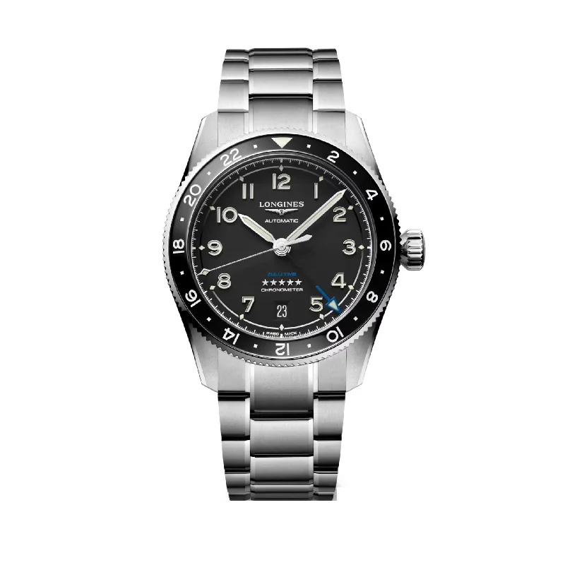 Women's Pilot Watches with German Made Engineering-Longines Spirit Zulu Black Matt Dial Men 39MM