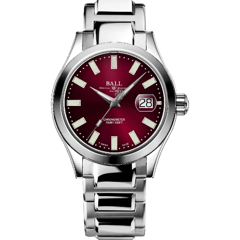 Men's Kinetic Style Dress Watches with Automatic Charging-Ball Engineer III Marvelight Chronometer Men's Red Watch NM9026C-S27C-RD