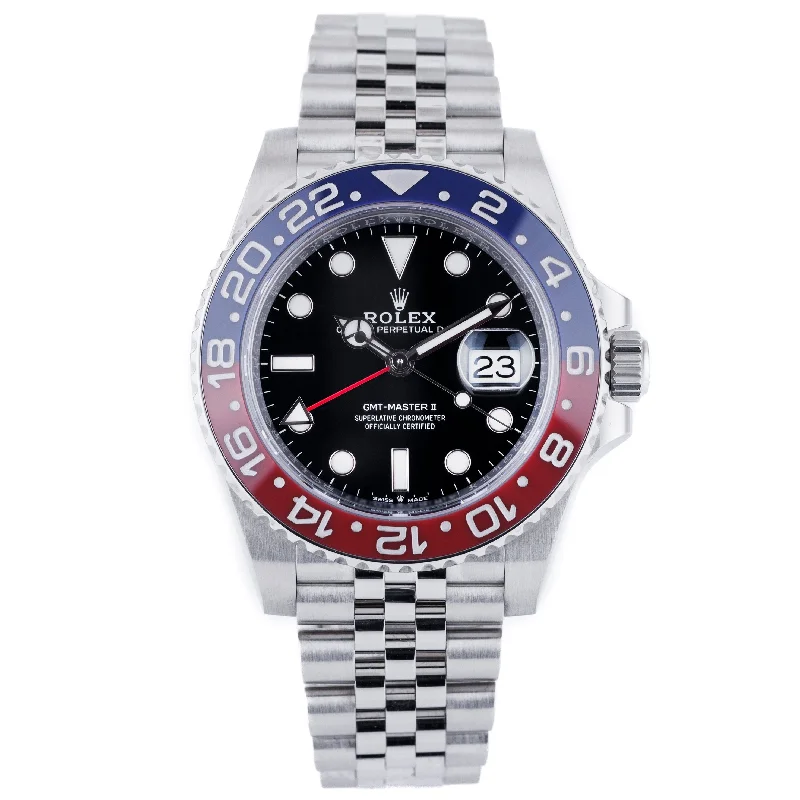 men's Rolex watches with tapestry dial -​Rolex GMT-Master II "Pepsi" | REF. 126710BLRO | Box & Papers | 2020 | Stainless Steel