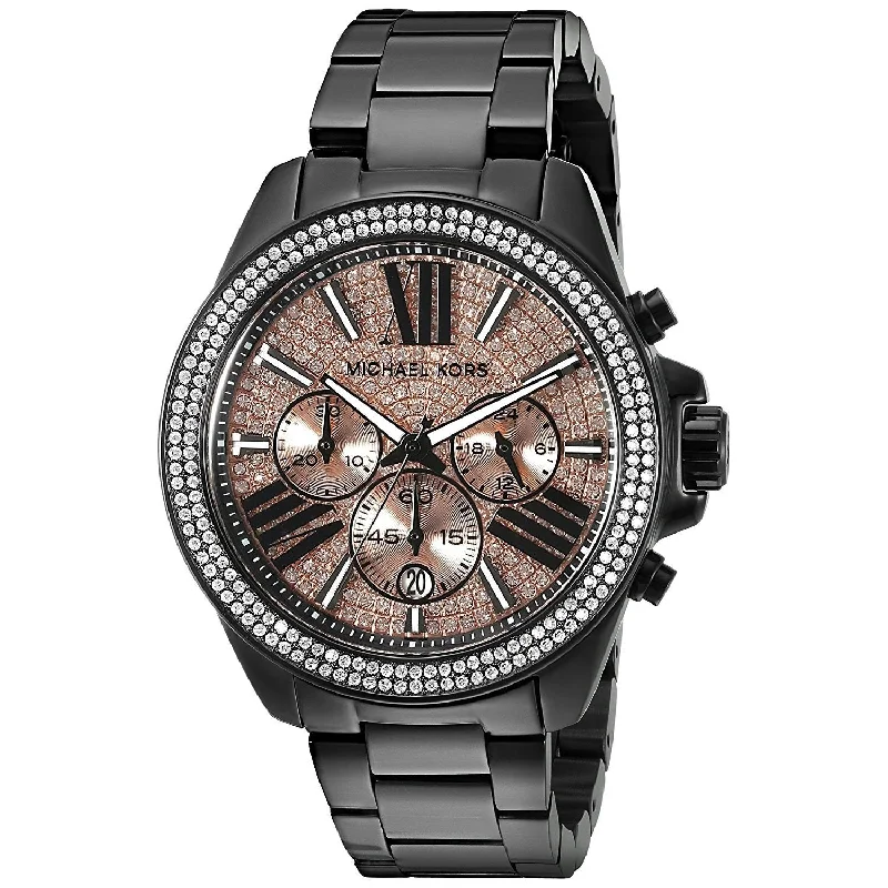 Women's Chronograph Watches with Countdown Timer-Michael Kors Women's MK5879 Everest Chronograph Black Stainless Steel Watch