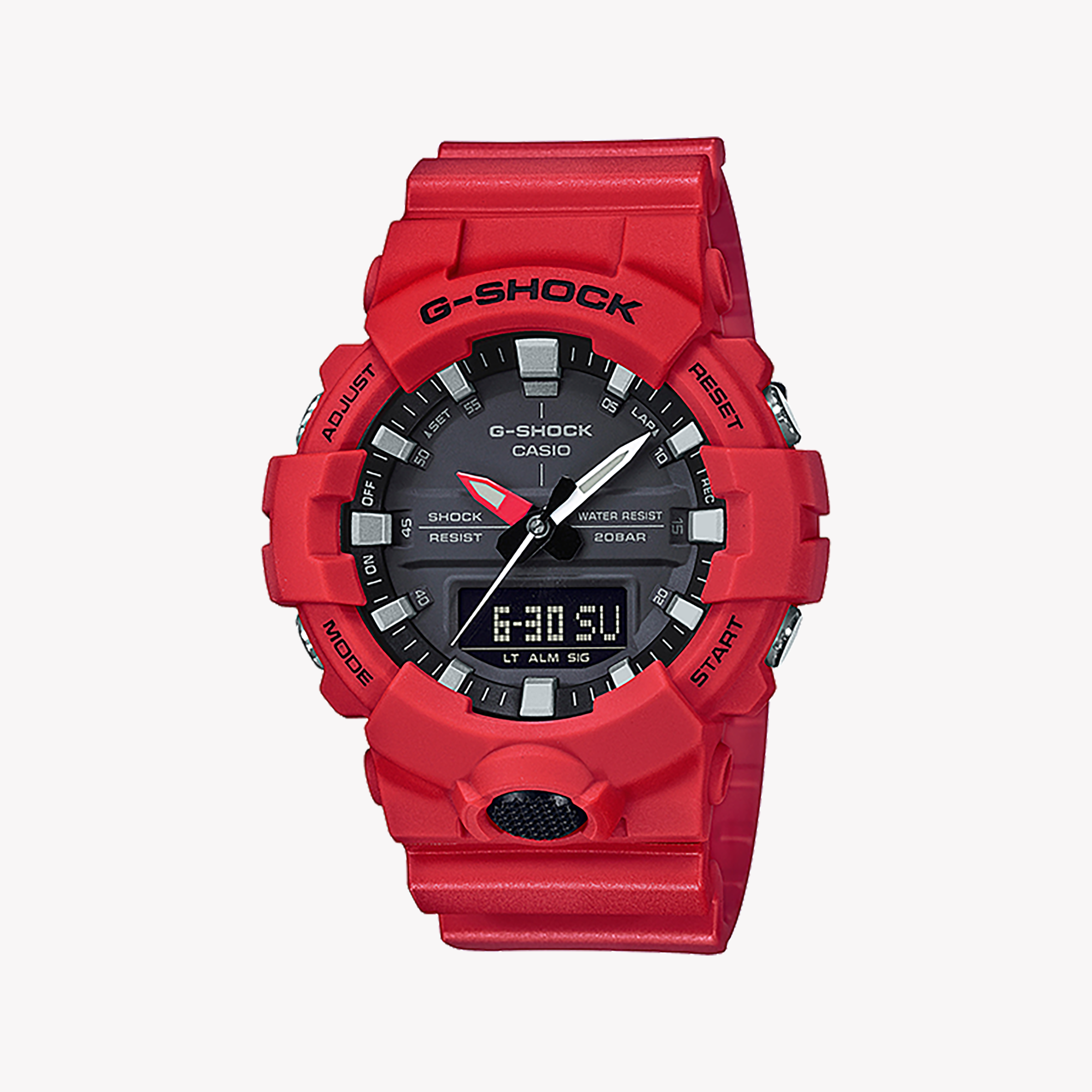 Men's Digital Watches with Altimeter Calibration-CASIO G-SHOCK GA-800-4ADR TOUGH & SPORTY - MEN'S RED RESIN ADVENTURE WATCH