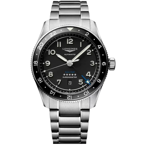 Women's Pilot Watches for Navigation Instruments-Longines Spirit Zulu Time Black Matt Dial Men 42mm