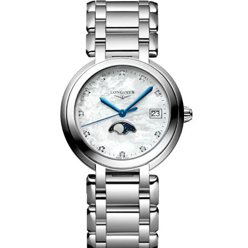 Women's Pilot Watches with Large Dials-Longines Primaluna White mother-of-pearl Dial Women 34mm
