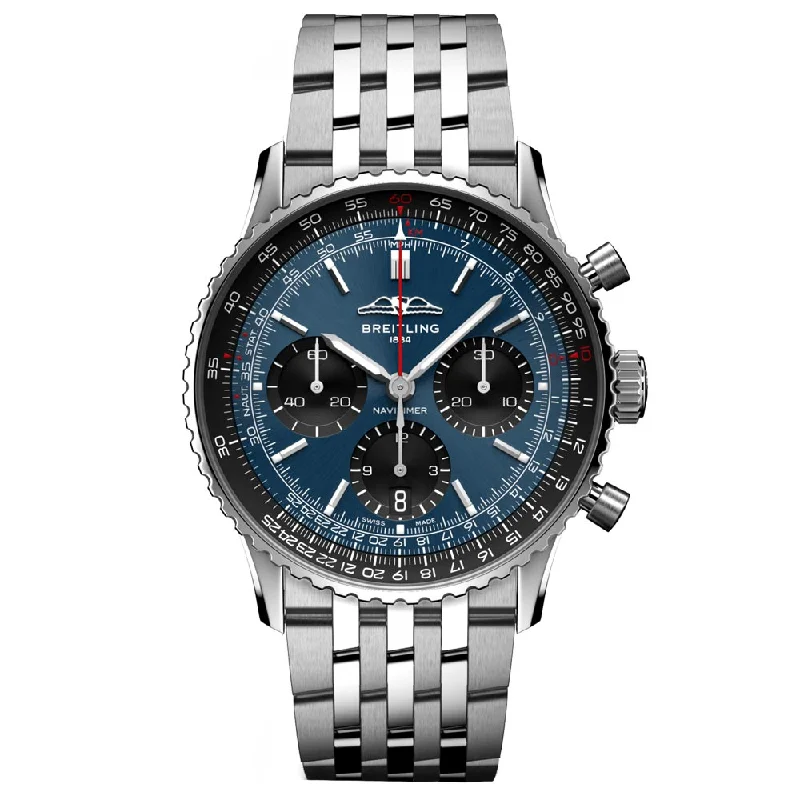 Women's Chronograph Watches with Vintage Inspiration-Breitling Navitimer B01 Chronograph 41mm Blue Dial Automatic Gents Watch AB0139241C1A1
