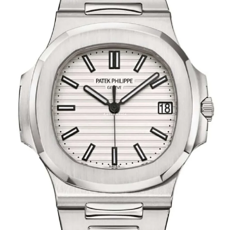 Men's Patek Philippe Watches with Limited Editions-Patek Philippe Nautilus Stainless Steel White Dial 5711/1A-011