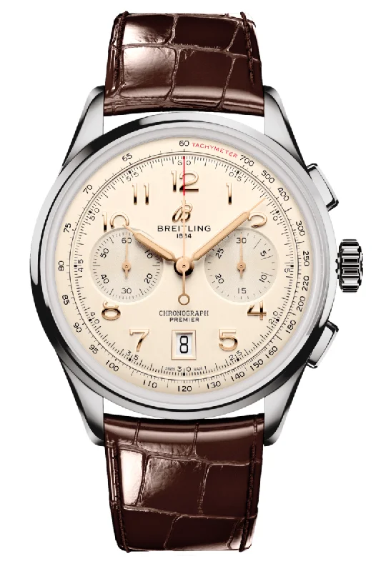 Men's Designer Dress Watches with Custom Engravings-Breitling Premier B01 Chronograph 42 AB0145211G1P1