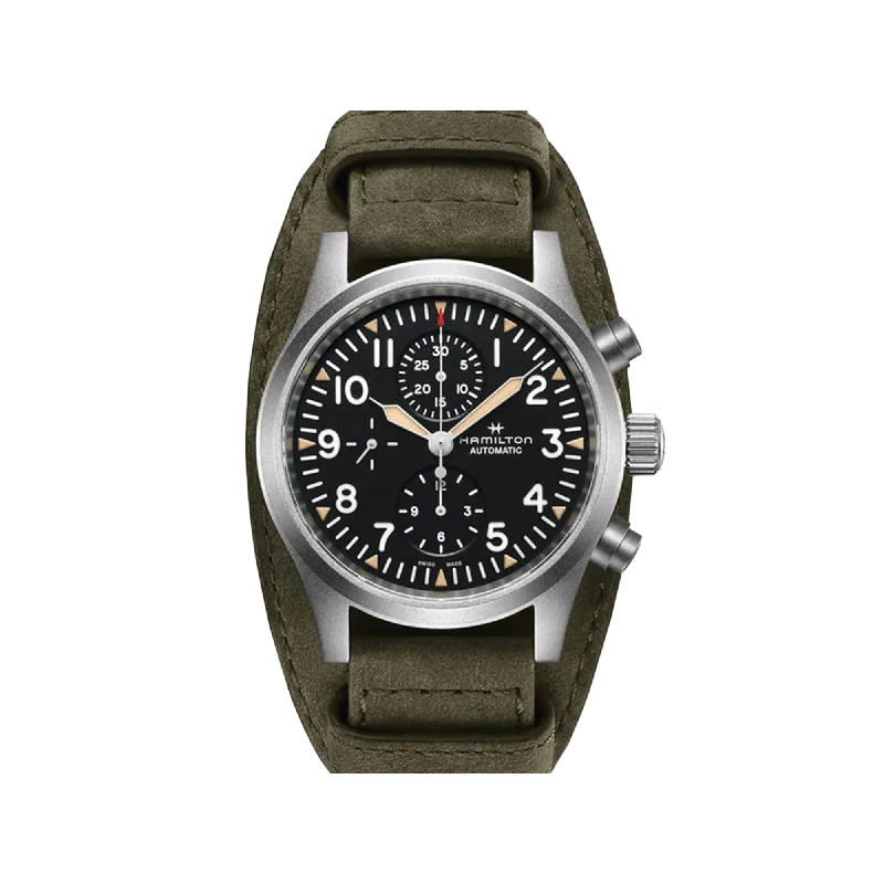 Women's Chronograph Watches for Weather Monitoring-Hamilton Khaki Field Auto Chrono
