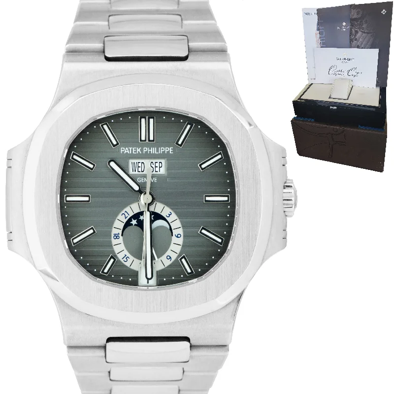 Patek Philippe Wedding Watches for Brides-Patek Philippe NAUTILUS 40.5mm Annual Calendar Moonphase Watch 5726 / 1A-001 B+P