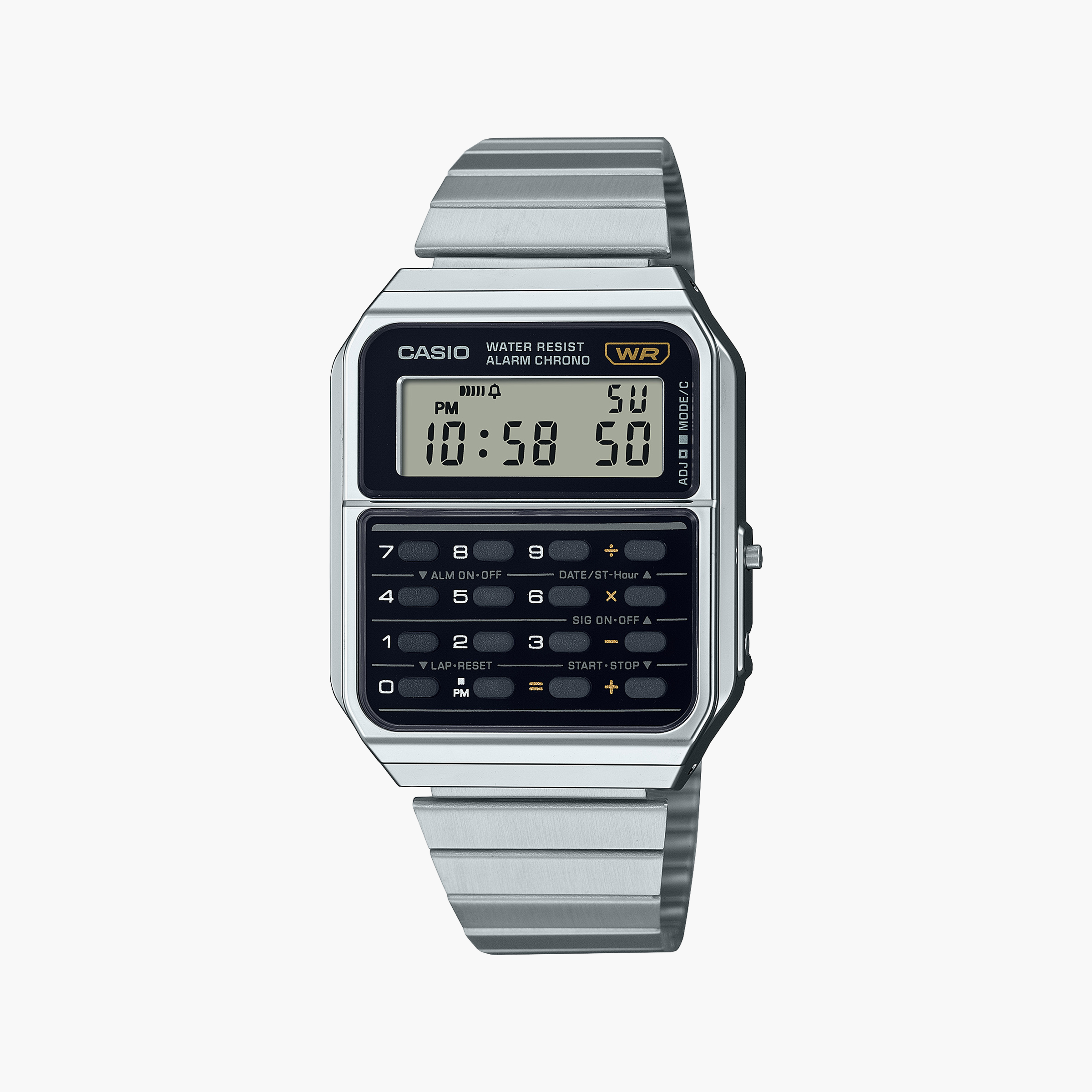Men's Digital Watches for Travelers-Casio Unisex Silver Resin Watch, Digital Dial | CA-500WE-1AEF