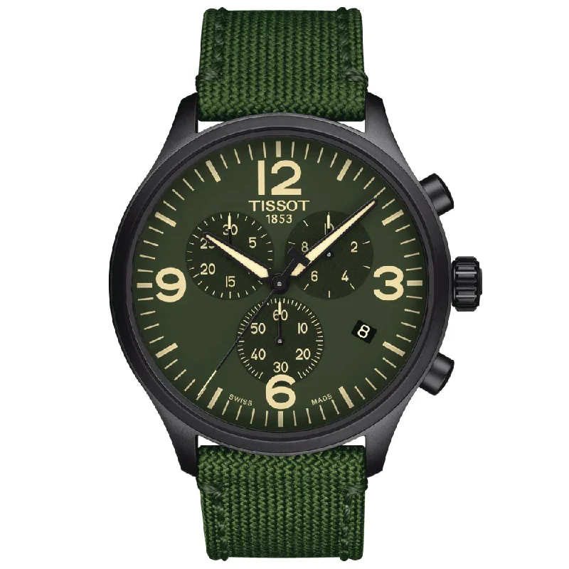 Women's Chronograph Watches for Special Occasions-Tissot Chrono XL 45mm Green Dial Back PVD Steel Gents Quartz Watch T1166173709700