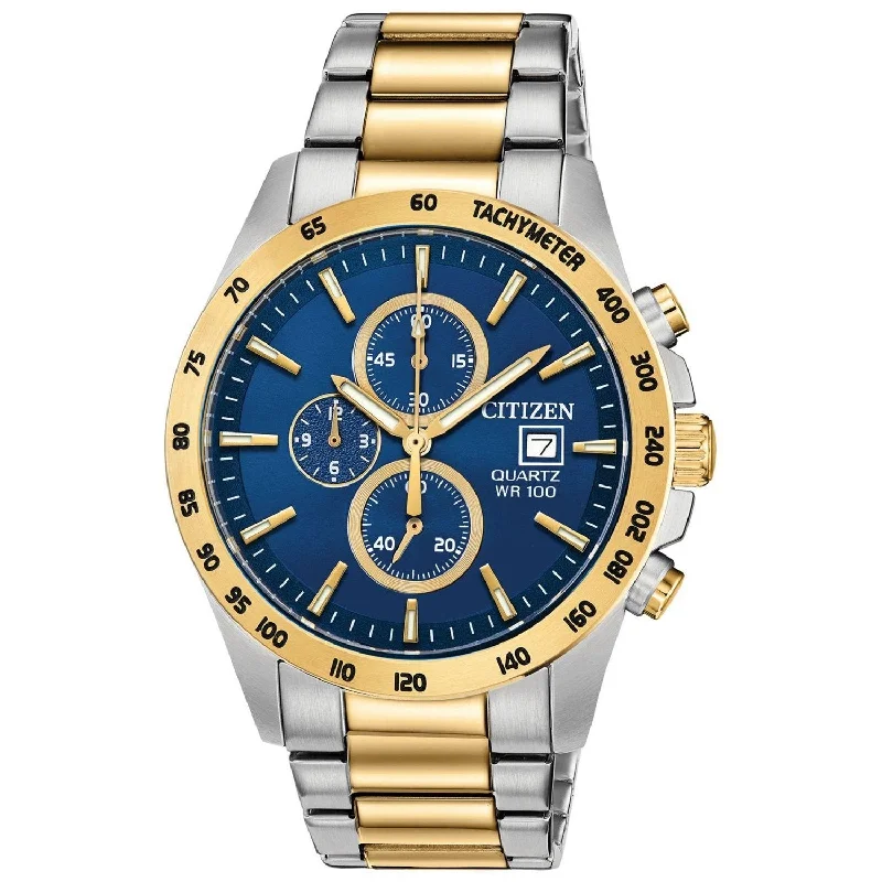 Men's Chronograph Watches with Personalized Engraving-Citizen Men's AN3644-53L Citizen Quartz Chronograph Two-Tone Stainless Steel Watch