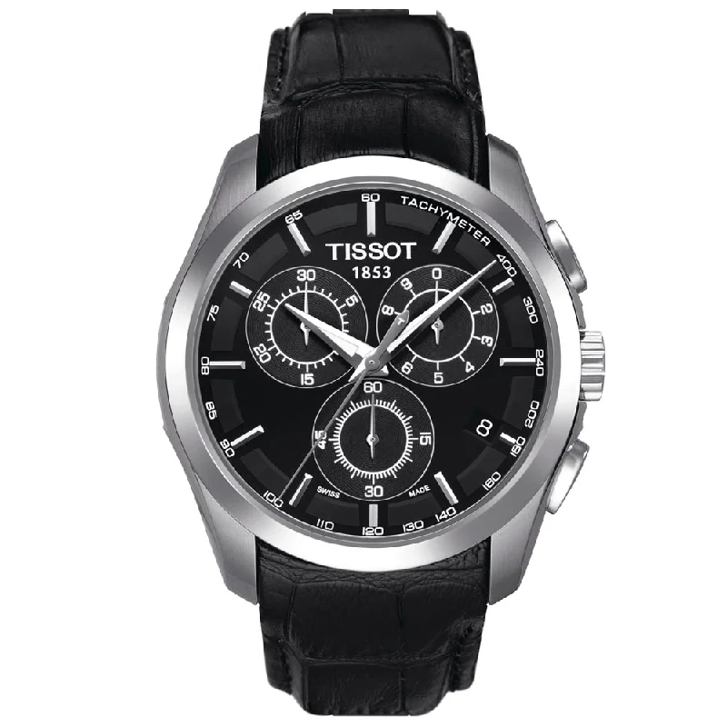 Women's Chronograph Watches for Military Personnel-Tissot Couturier Chronograph 41mm Black Dial Quartz Gents Watch T0356171605100